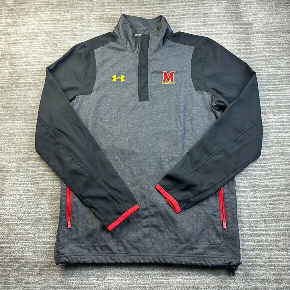 Maryland Terrapins Under Armour Sweater Mens Small Gray Quarter Zip - Picture 1 of 8